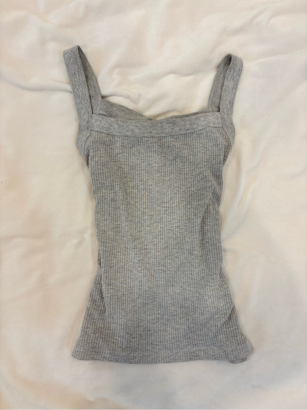 American Eagle Outfitters Ribbed Square-Neck Tank — Light Gray. 🚨GONE IN 6 DAYS